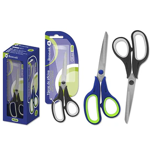 Bismark Tijeras de Oficina Acero Inoxidable 19cm - Empuñadura Ergonomica - Muy Ligeras y Resistentes - Empaquetadas en Blister - Colores Surtidos