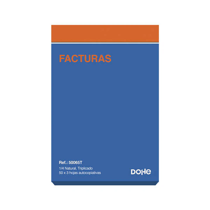 Dohe Talonario de Facturas - Cuarto Natural - 50x3 Hojas Autocopiativas - Triplicado 1