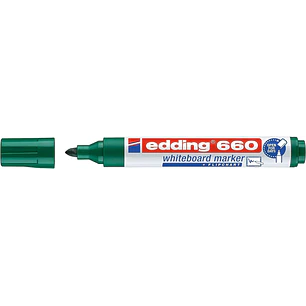 Edding 660 Rotulador para Pizarra Blanca - Punta Redonda - Trazo entre 1.5 y 3 mm. - Tinta Pigmentada - Recargable - Borrable en Seco - Color Verde