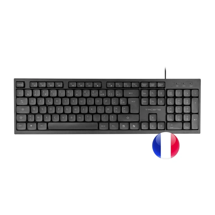 Tacens Anima AK02 Teclado Completo - Cable 1.3m - Disposicion Francesa AZERTY FR - Teclas Silenciosas de Perfil Bajo - Accesos Directos Multimedia e I 1