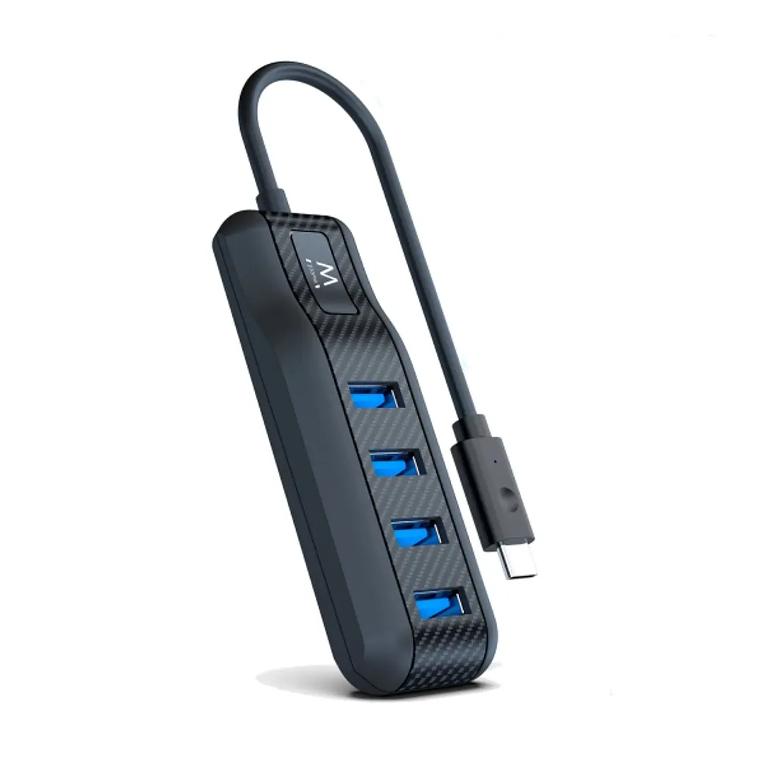 Ewent Hub USB-C 4 en 1 - 4x USB-A Hembra - Indicador LED - Cable de 30cm - Color Negro 1