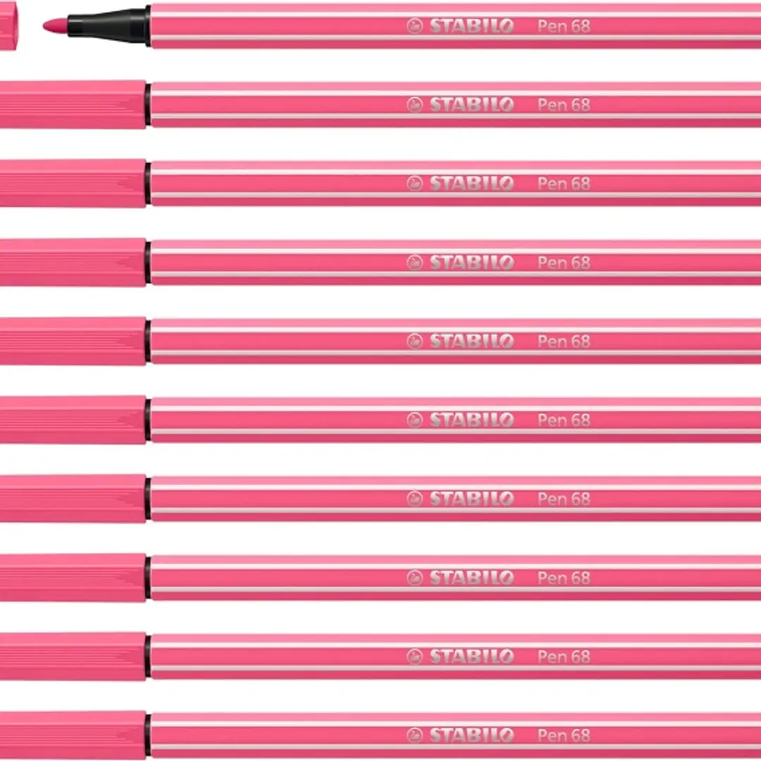 Stabilo Pen 68 Rotulador de Punta de Fibra - Trazo de 1mm aprox. - Tinta con Base de Agua - Color Rosa 1