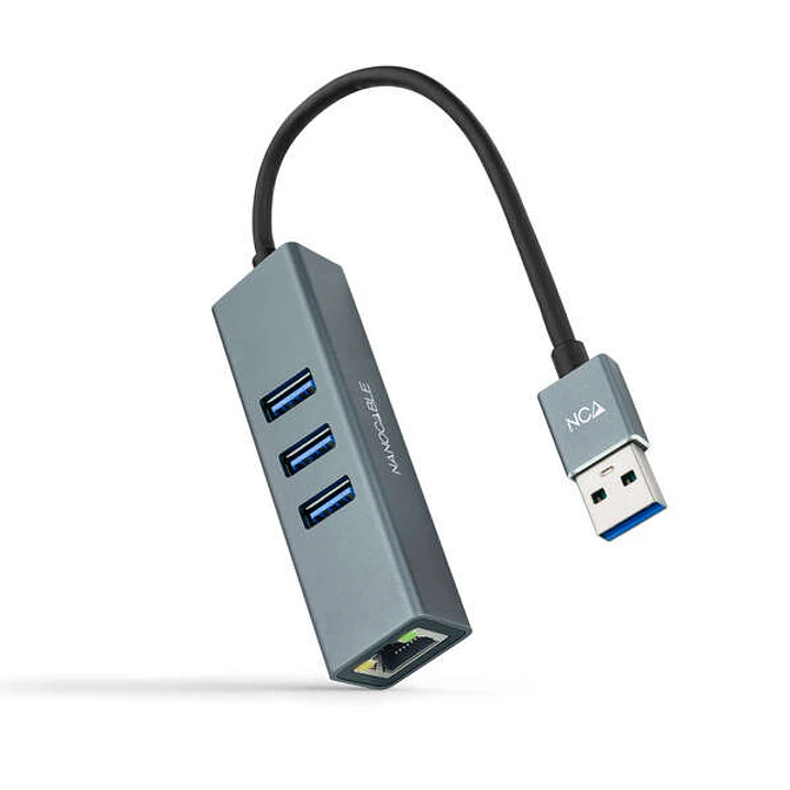 Nanocable Adaptador de Red USB 3.0 a Ethernet Gigabit 10/100/1000 Mbps + 3 Puertos USB 3.0 1