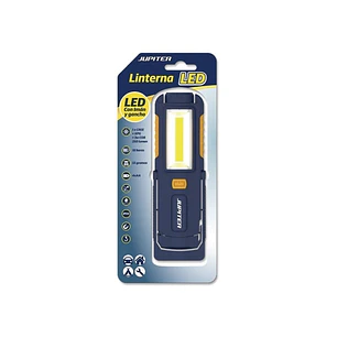 Jupiter Linterna de Trabajo LED+COB 250lm - Con Iman y Gancho - Resistencia IP44 - Funciona con 4 Pilas AA (No Incluidas) - Color Azul