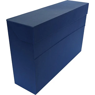 Elba Caja de Transferencia - Carton Forrado con Tela Geltex - Tapa con Cierre de Presion - Solapa Abatible - Medidas 39.6x25.4cm - Color Azul
