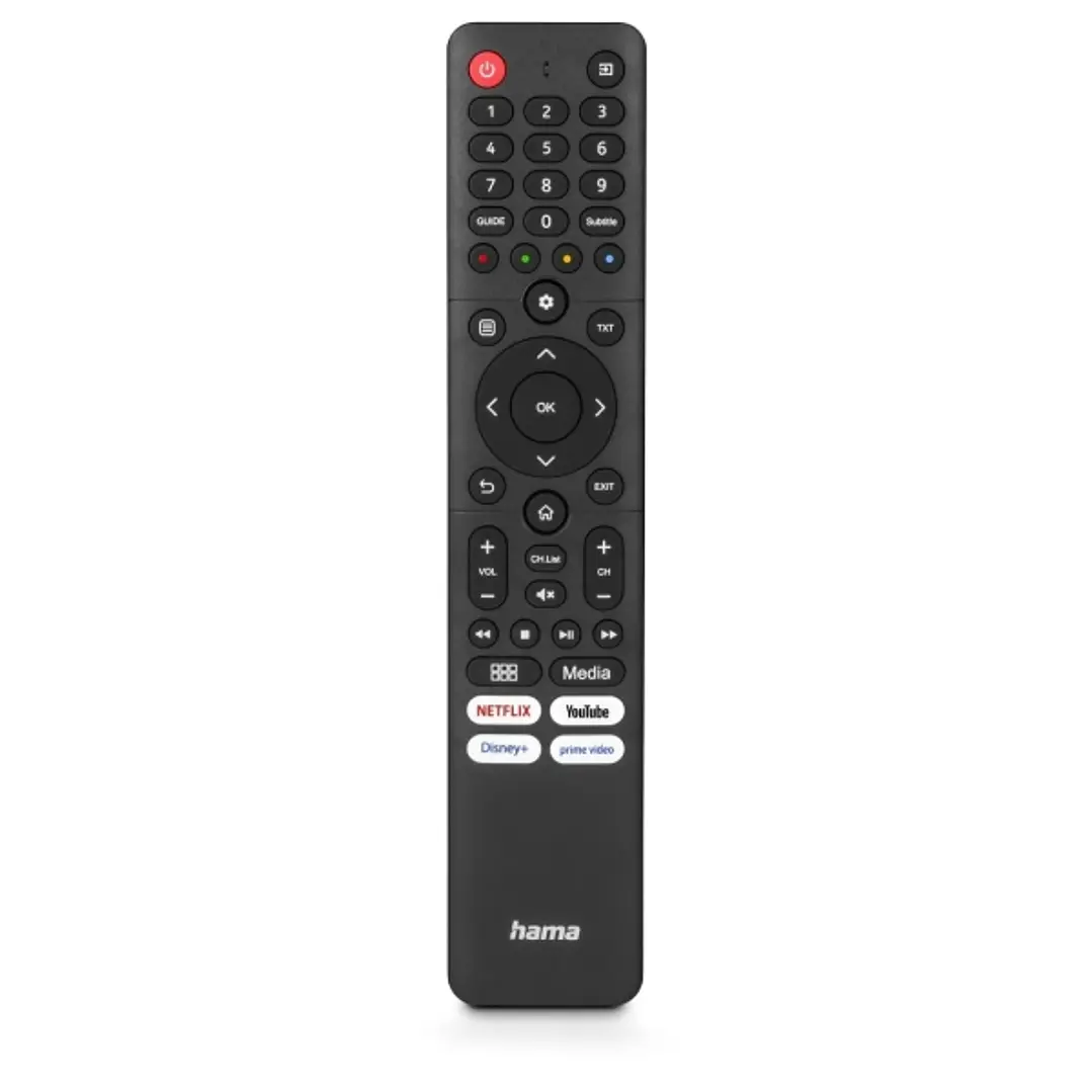 Hama Mando a Distancia para TV Hisense - Alcance 10m - 45 Botones - Acceso Directo a Plataformas de Streaming - 4.2x21.5x1.5cm - Color Negro 1