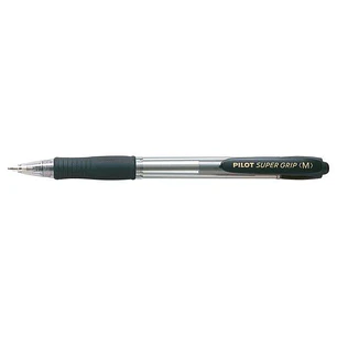 Pilot Boligrafo de Bola Retractil SuperGrip - Punta Redonda 1.0mm - Trazo 0.27mm - Tinta de Aceite - Grip Ergonomico - Color Negro