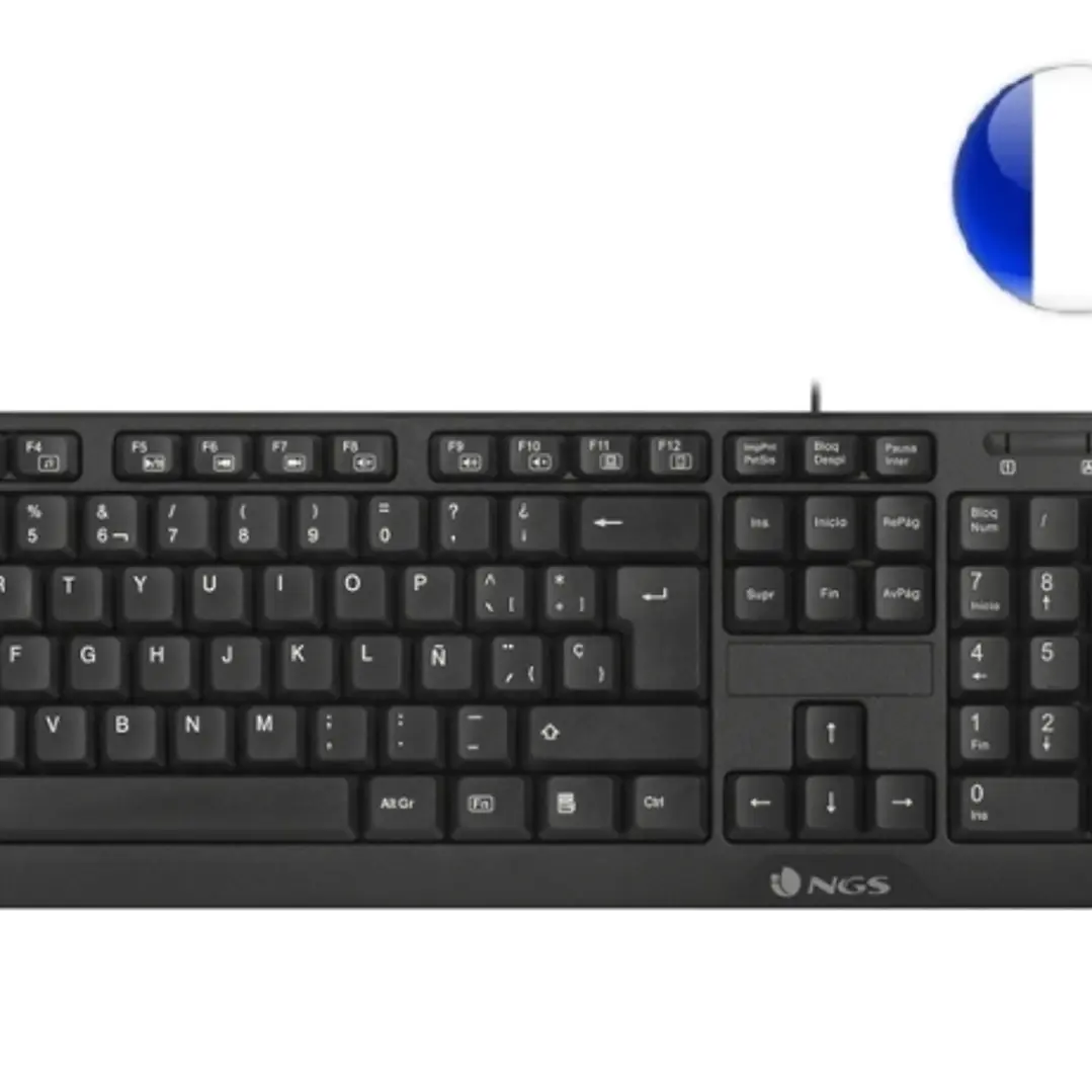 NGS Cocoa Kit Teclado Multimedia y Raton con Cable - QWERTY Frances - 12 Teclas Multimedia - Color Negro 1