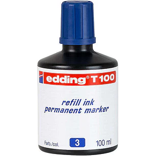 Edding T100 Bote de Recarga para Rotulador Permanente - Capacidad 100ml - Color Azul