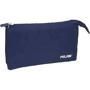 Milan Serie 1918 Estuche Portatodo 5 Compartimentos - Tejido Resistente a las Roturas y Rasgaduras - Medidas 22x12x4cm - Color Azul Oscuro