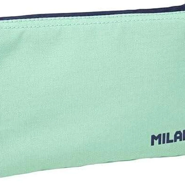 Milan Serie 1918 Estuche Portatodo 5 Compartimentos - Tejido Resistente a las Roturas y Rasgaduras - Medidas 22x12x4cm - Color Verde 1