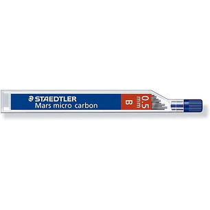 Staedtler Mars Micro Carbon 250 Tubo de 12 Minas de Grafito - Dureza B - Trazo 0.5mm - Alta Resistencia