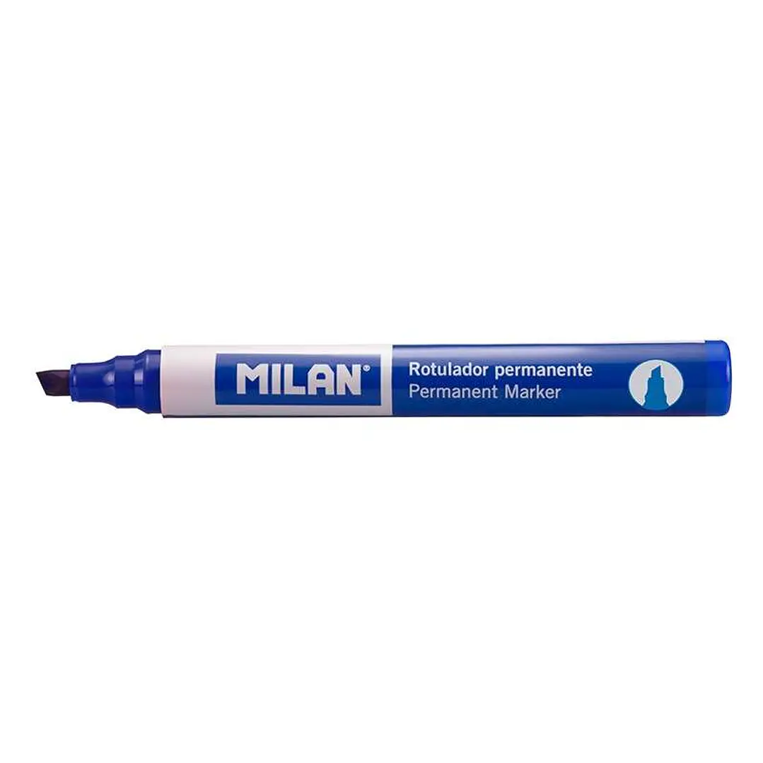 Milan Rotulador Permanente Punta Biselada - Punta 1 - 4mm - Tinta a Base de Alcohol - Color Azul 1