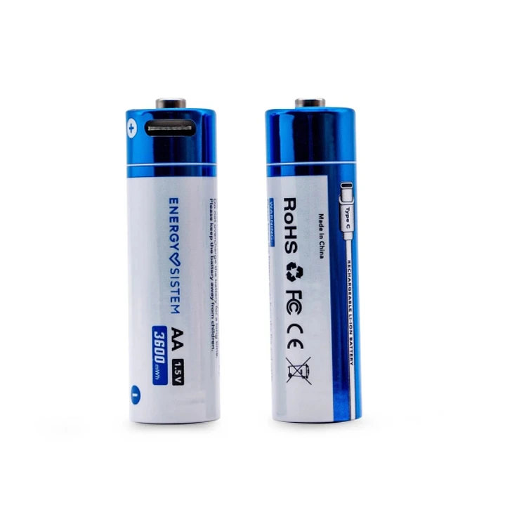 Energy Sistem Charge Pro C Pack de 2 Pilas Recargables USB-C - 3405mWh - 2270mAh - AA  - 2.5V - Carga Por USB-C 1