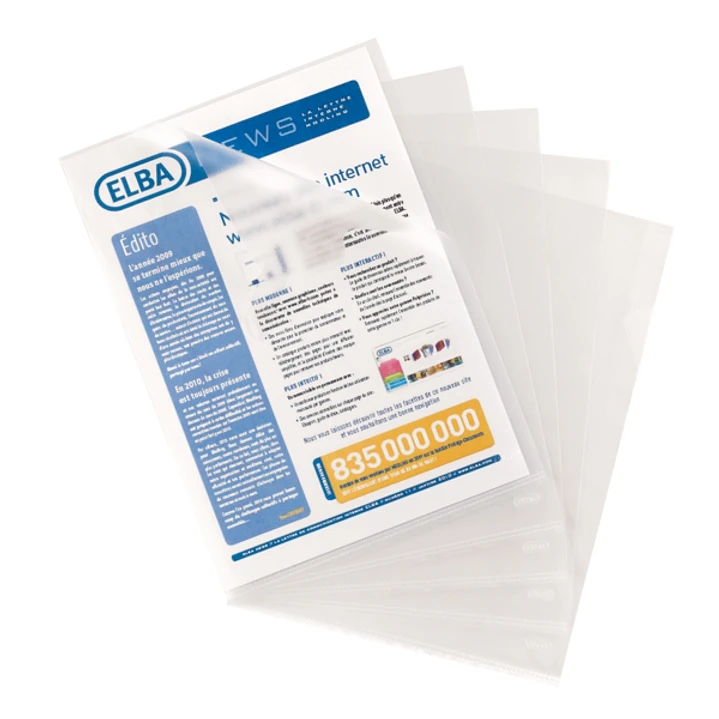 Elba Pack de 100 Dossieres Uñero Standard Folio PP 140 ?icras - Resistente y Duradero - Acabado Piel de Naranja Transparente 1