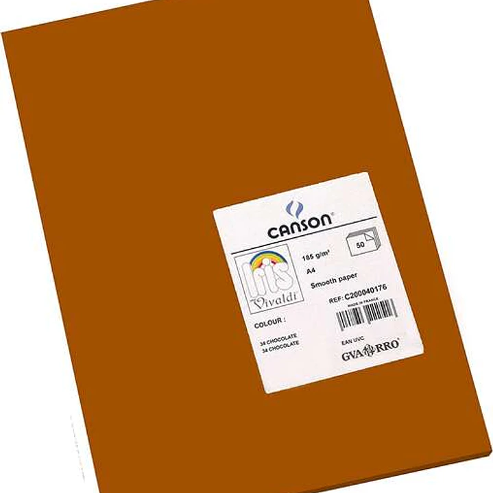 Canson Guarro Pack de 50 Cartulinas Iris A4 de 185g - 21x29.7cm - Color Chocolate 1