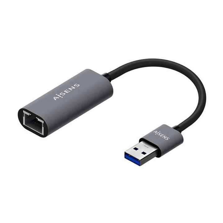 Aisens Conversor USB 3.0 a Ethernet Gigabit 10/100/1000 Mbps - 15cm - Color Gris 1
