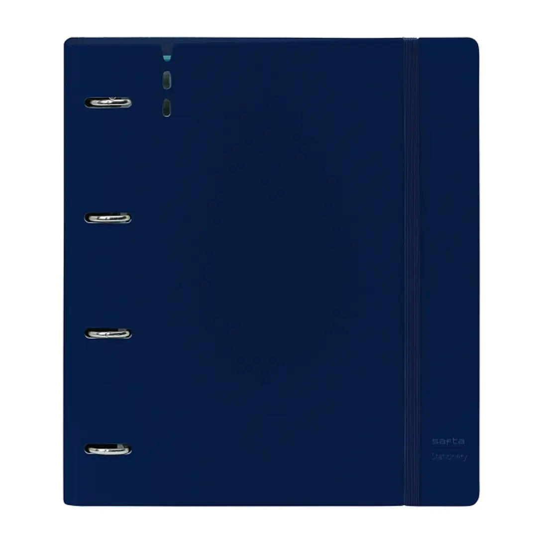 Safta Carpeta con 4 Anillas 35mm - Tapa de Plastico - Recambio 100 Hojas - Cierre Elastico - Ranura para Boligrafo - Separadores Internos - 270x40x320 1