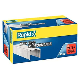 Rapid Super Strong Caja de 5000 Grapas 24/8+ - Hasta 50 Hojas - Alambre Galvanizado Superreforzado - Patilla de 8,5mm