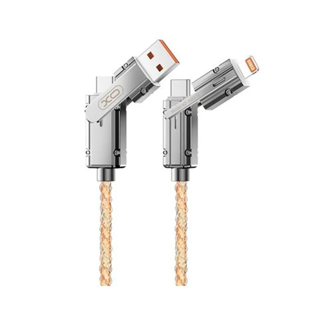 XO NB276 Cable USB 4 en 1 Multifuncion - 60W - 1 Metro - RGB - Color Plata 1