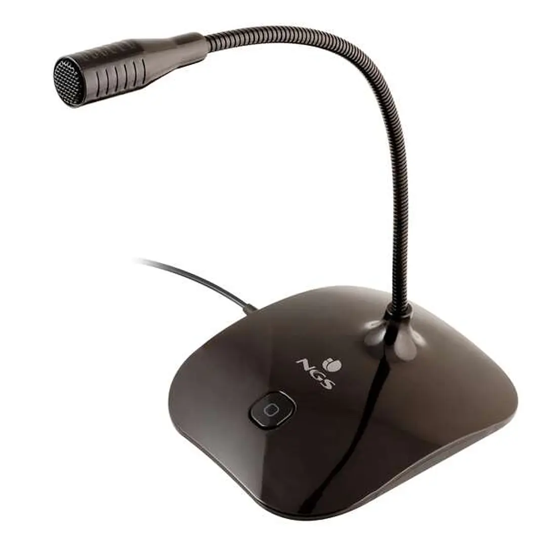 NGS MS115 Microfono de Escritorio Omnidireccional - Ajustable - Boton Mute - Cable de 1.50m - Jack 3.5mm - Color Negro 1