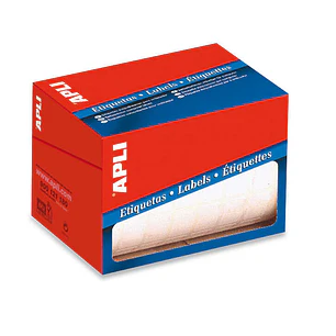 Apli Rollo de 900 Etiquetas Rectangulares 34x53mm - Adhesivo Permanente - Cantos Romos - Aptas para Escritura Manual - Color Blanco