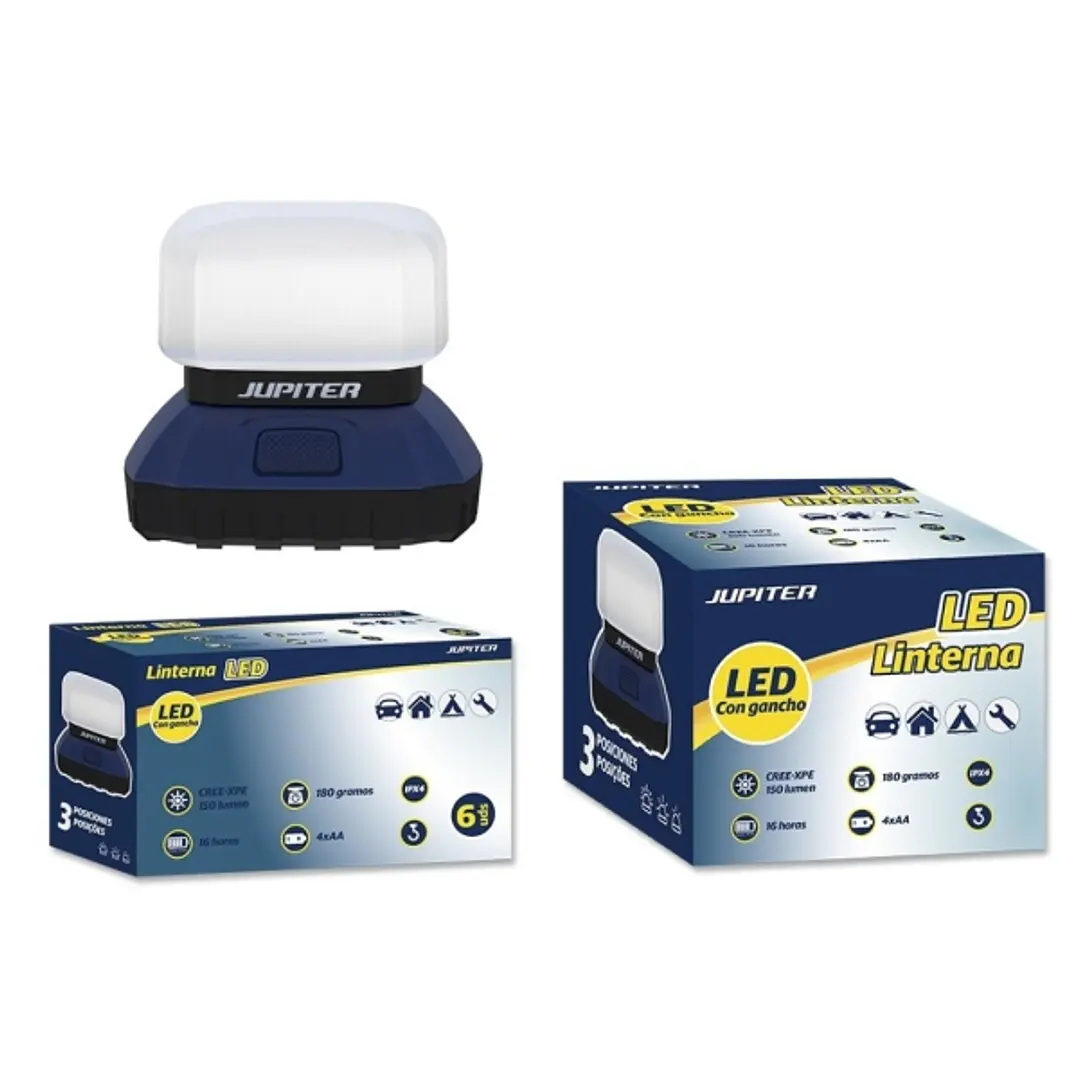Jupiter Linterna LED CREE-XPE 150lm - 3 Intensidades - Resistencia IPX4 - Funciona con 4 Pilas AA (No Incluidas) - Color Azul/Negro 1
