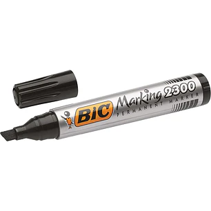 Bic Marking 2300 Ecolutions Rotulador Permanente - Punta Biselada - Trazo 3,7 - 5,5mm - Tinta con Base de Alcohol - Secado Rapido - Color Negro