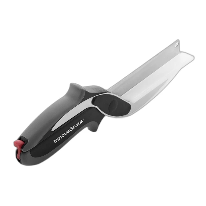 Innovagoods Cuchillo Tipo Tijera con Mini Tabla de Cortar Integrada - Mango Antideslizante - Multifuncion - Bloqueo de Seguridad - 7.5x25x3cm - Color  1