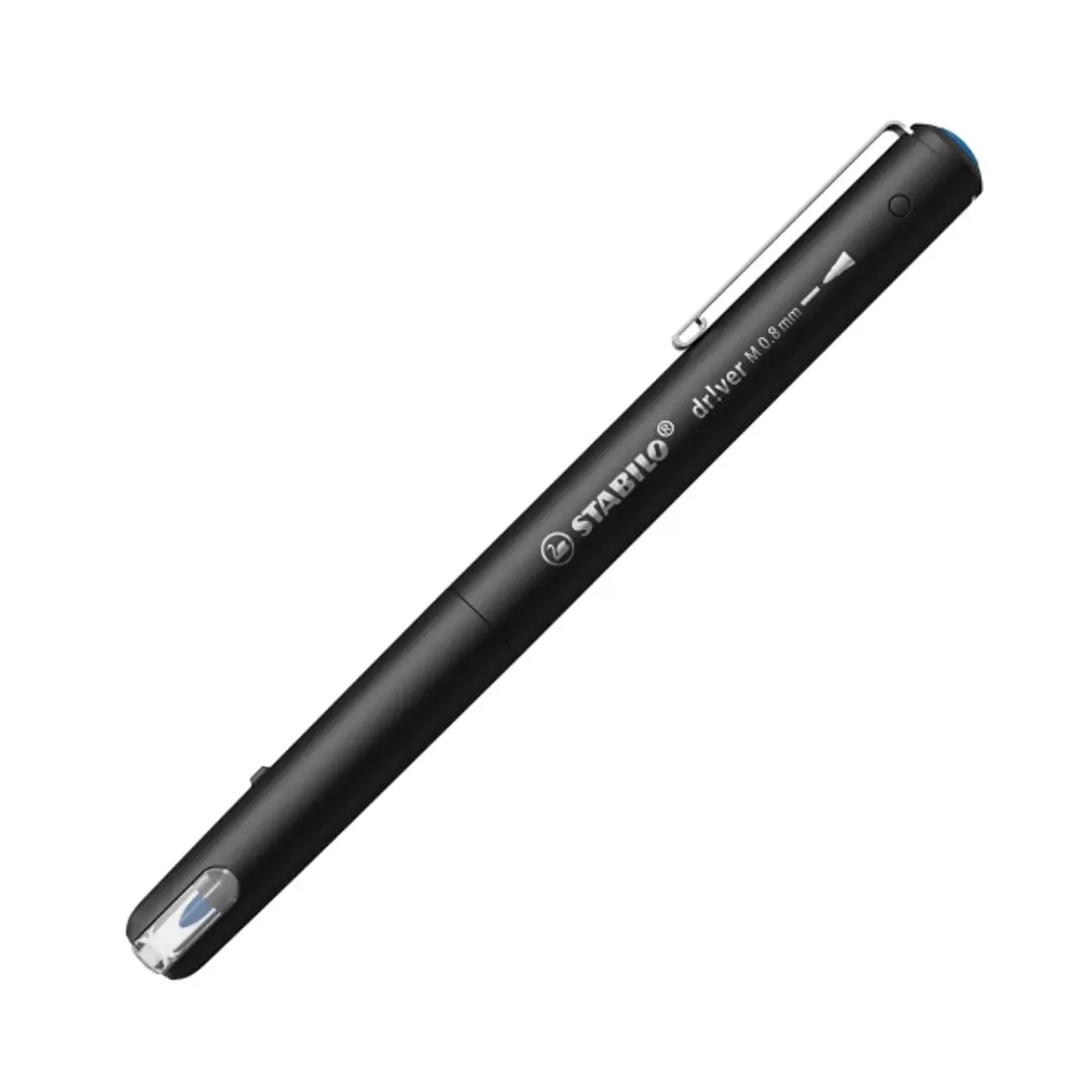Stabilo Dr!ver Rotulador de Punta Media 0.8mm - Tinta a Prueba de Manchas, Inodora y con Base al Agua - Fabricado con 94% de Bioplastico - Color Azul 1
