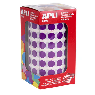 Apli Rollo con 5.192 Gomets Redondos Ø 10.5mm - 59 Hojas Pretroqueladas - Ideal para Escuelas - Color Lila