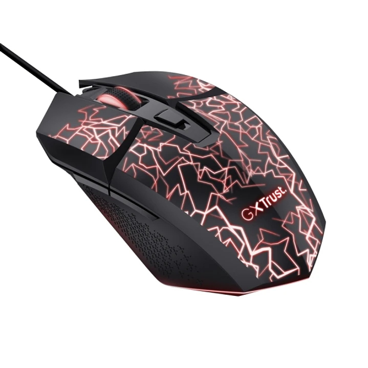 Trust GXT 113 Felox Raton Gaming con 6 Botones - Ajustable hasta 6400dpi - Luz LED RGB - 42x70x131mm - Color Negro 1