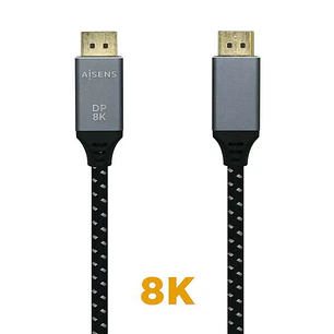 Aisens Cable Displayport V1.4 8K@60hz - DP/M-DP/M - 1.5m - Color Gris