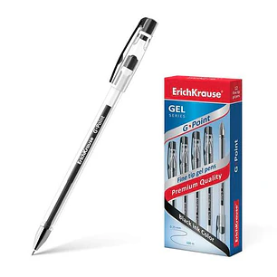 Erichkrause Boligrafo de Gel G-Point - Tinta de Gel de Secado Rapido - Cuerpo Transparente con Grip Perfilado Triangular - Punta de Tipo Aguja - Color