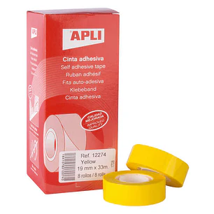 Apli Cinta Adhesiva Polipropileno 19mm x 33m - Resistente al Agua y a la Intemperie - Facil de Cortar con las Manos - Ideal para Etiquetar y Marcar - 