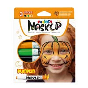 Carioca Mask Up Pumpkin Pack de 3 Colores para la Piel - Colores Brillantes - Lavables - Base Agua - Incluye Dos Tutoriales Paso a Paso - Colores Nara