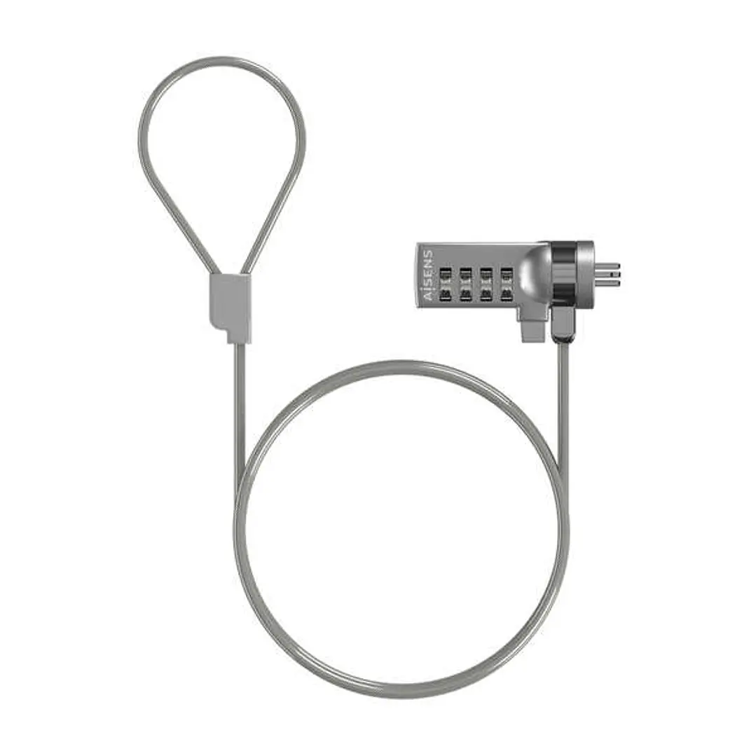 Aisens Cable de Seguridad con Cerradura de Combinacion para Ordenador, Monitor, Portatil - 1.5M 1