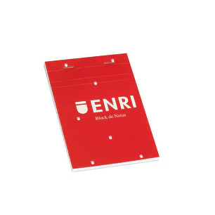Enri Bloc de Notas Grapado Formato A7 Cuadriculado 4x4mm - 80 Hojas Microperforadas - Tapa Blanda Roja