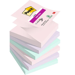 Post-It Super Sticky Pack de 6 Blocs de 90 Notas Adhesivas Reposicionables - Forma Cuadrada - 76x76mm - en Zig-Zag - Colores Surtidos