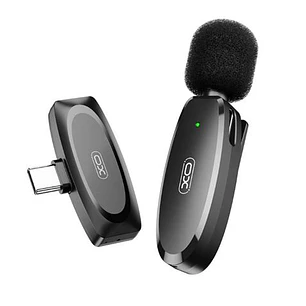 XO MKF08A Microfono Inalambrico de Solapa - Conector Tipo C - Autonomia hasta 6 Horas - Alcance 10 Metros - Color Negro