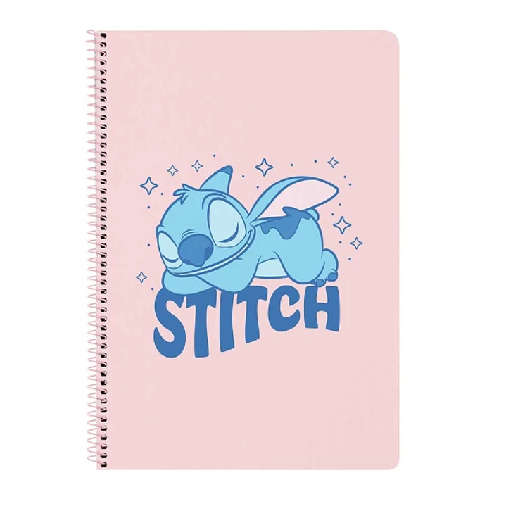 Safta Stitch Ohana Libreta con Espiral - Formato Folio - 80 Hojas de Papel 80g/m2 - Cuadriculas 4x4mm - Tapas Duras Glasofonadas - Margen Lateral - 21 1
