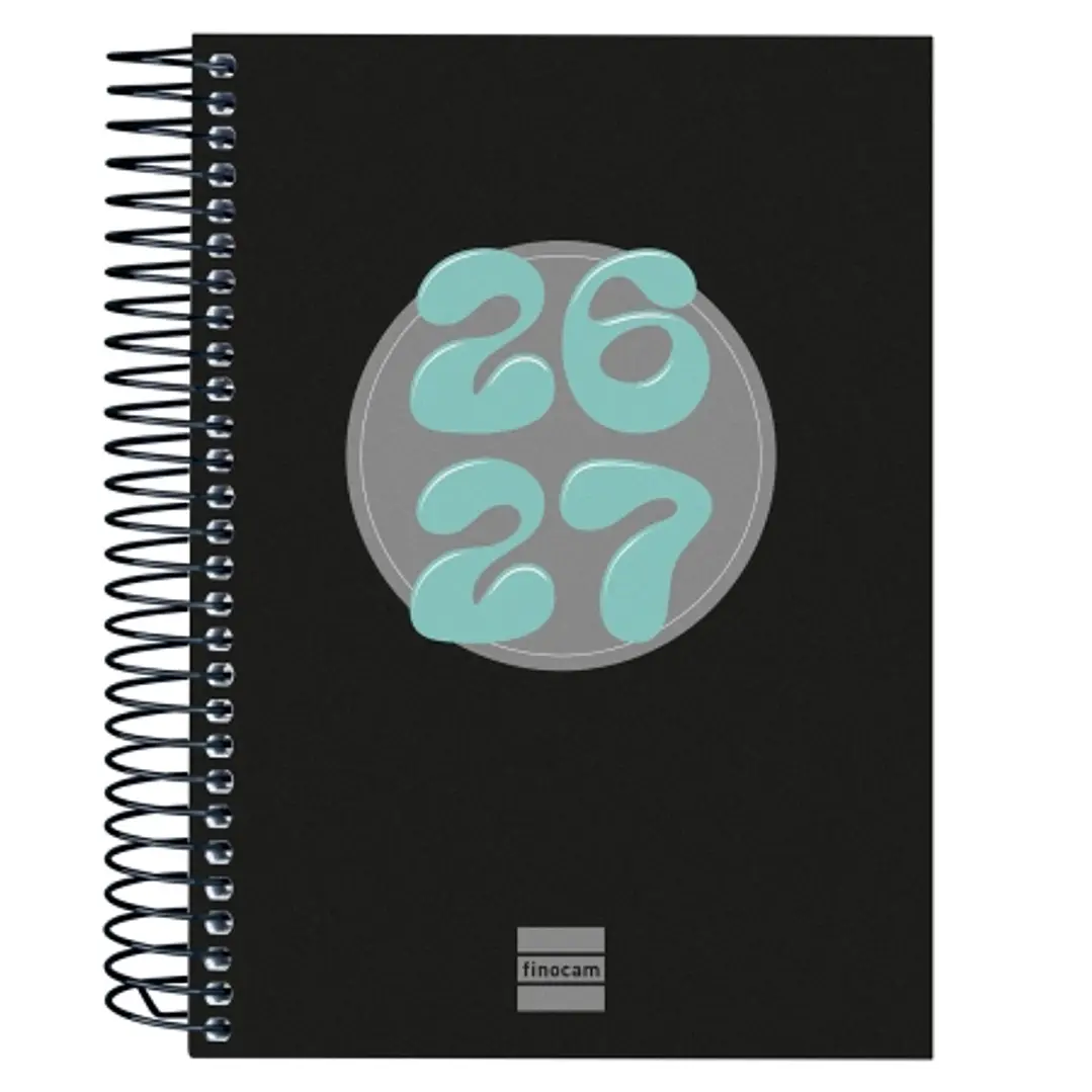 Finocam Cool Agenda Escolar 26/27 - 1 Dia por Pagina - Formato 8º - 120x164mm - Tapas de Carton Forrado - Papel de 80g/m2 - Espiral Metalica - Esquina 1