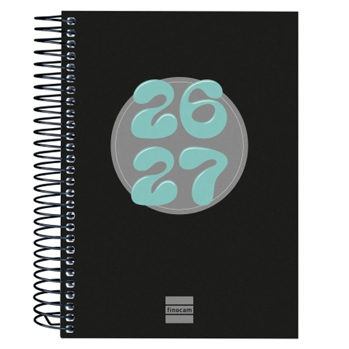 Finocam Cool Agenda Escolar 26/27 - 1 Dia por Pagina - Formato 8º - 120x164mm - Tapas de Carton Forrado - Papel de 80g/m2 - Espiral Metalica - Esquina 1