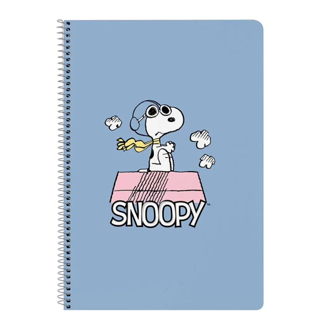Safta Snoopy Libreta con Espiral - Formato Folio - 80 Hojas de Papel 80g/m2 - Cuadriculas 4x4mm - Tapa Dura Decorada - Margen Lateral - 215x10x310mm - 1