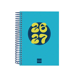 Finocam Cool Agenda Escolar 26/27 - 1 Dia por Pagina - Formato 8º - 120x164mm - Tapas de Carton Forrado - Papel de 80g/m2 - Espiral Metalica - Esquina
