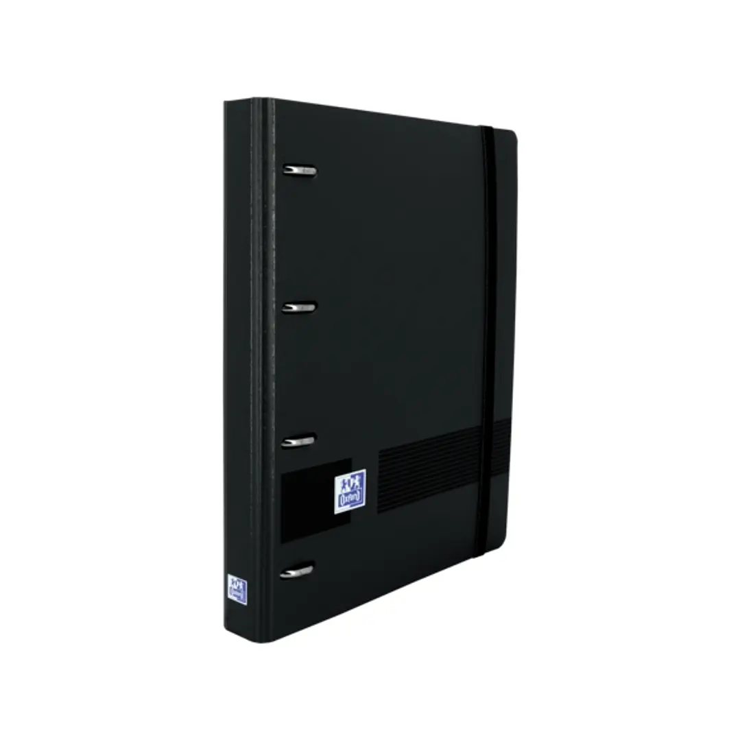Oxford Europeanbinder Live&Go A5+ con Recambio Dots - Tapa Plastico Superresistente - Anillas 4x25mm - Cierre con Goma Elastica - Color Negro 1