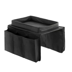 Innovagoods Bandeja para Sofa 2 en 1 - Multifuncion - Organizador de Mandos con 6 Compartimentos - Superficie Bandeja 26x17cm - 54x31x4cm - Color Negr