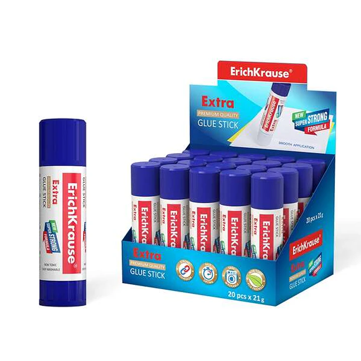 Erichkrause Pegamento en Barra Extra 21gr - Formula Super Fuerte - Consumo Economico - Adhesion Rapida y Fiable - Facil de Lavar con Agua - No Toxico  1