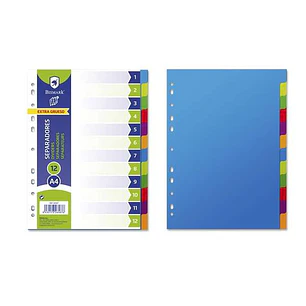 Bismark Pack de 12 Separadores - Tamaño A4 - Extragruesos - Fabricados en Polipropileno - Colores Surtidos