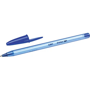 Bic Cristal Soft Boligrafos de Bola - Punta Media de 1.2mm - Trazo 0.45mm - Escritura mas Fluida - Color Azul